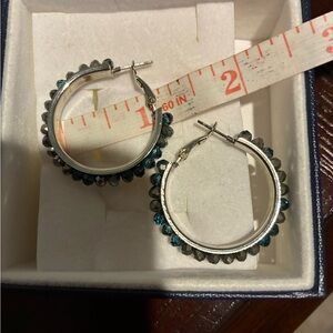 Elegant Silver and Blue Hoop Earrings
